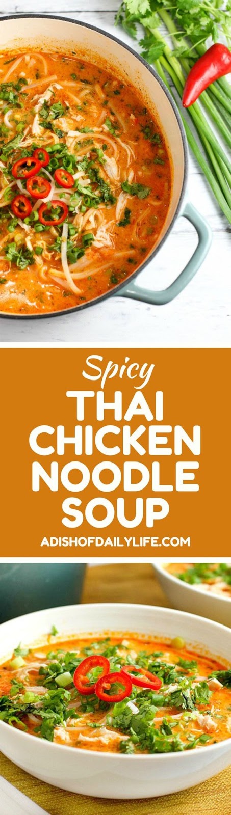 Skip the takeout! This Thai Chicken Noodle Soup is easy to make at home with ingredients you can find in your local supermarket. If you love Thai food, you need to try this recipe!