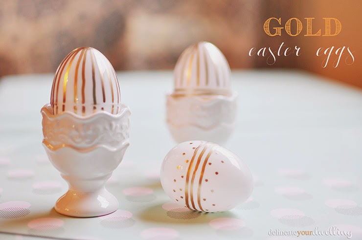 Easter eggs decorated with gold.