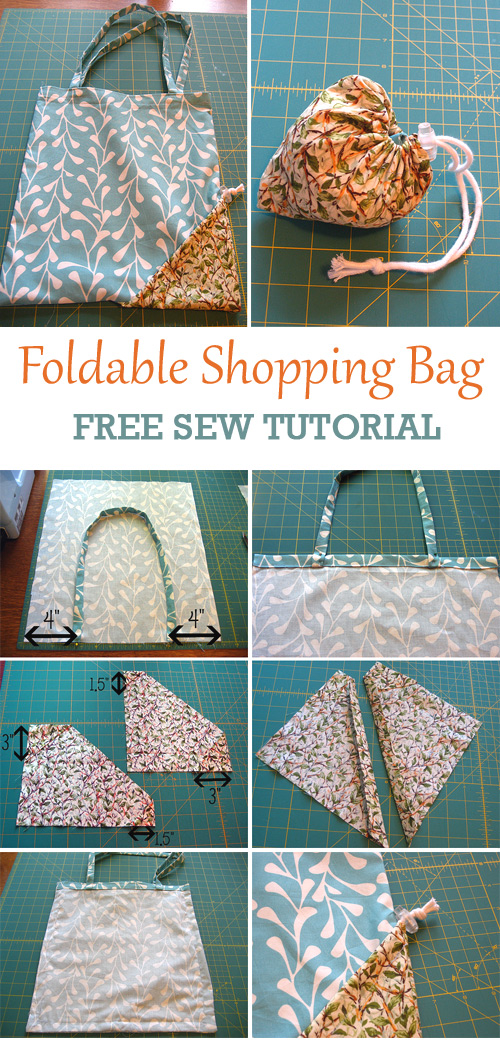 DIY Folding Shopping Bag Pattern Free AND How to Make Foldable Pocket Grocery  Bag (2020) 
