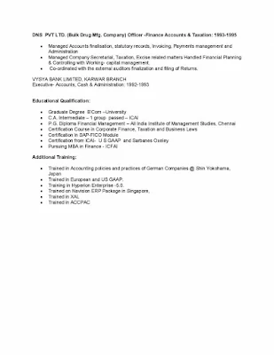 Finance Head Resume 4