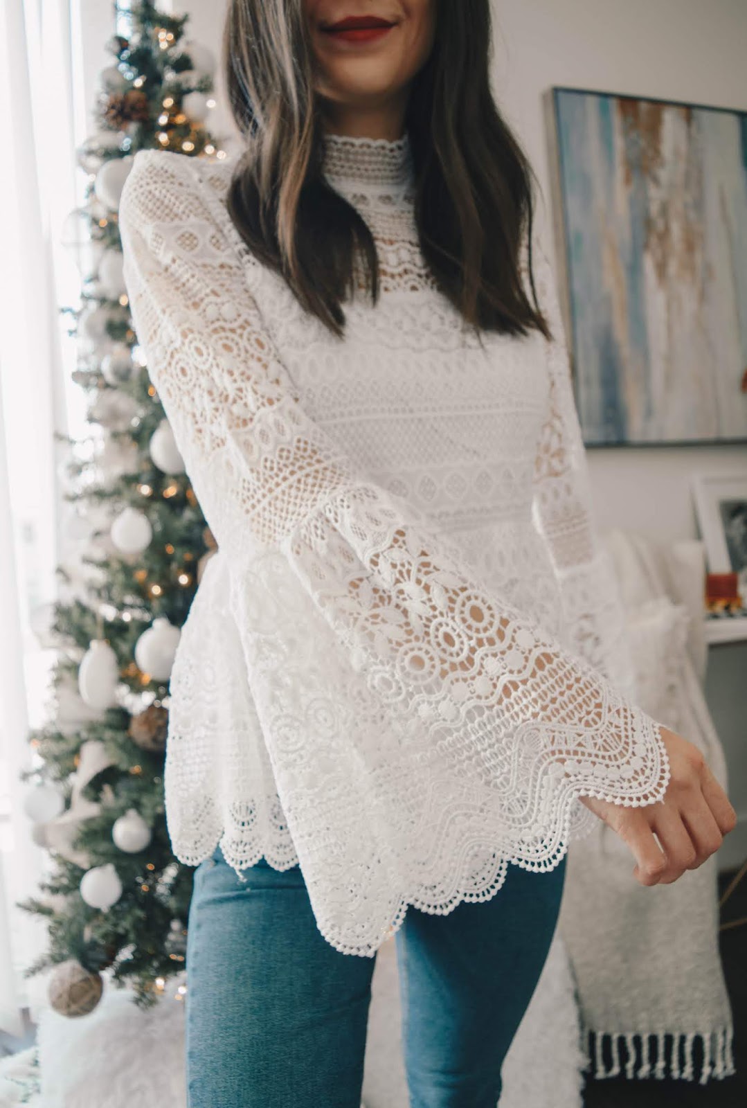 Lace bell sleeve top