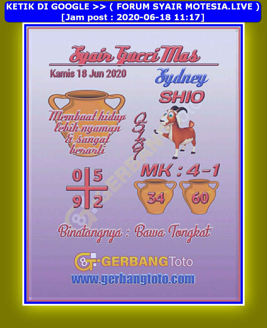 1 New Message) Kode Syair Sydney 18 Juni 2020 - Forum Syair Togel Hongkong  Singapura Sydney