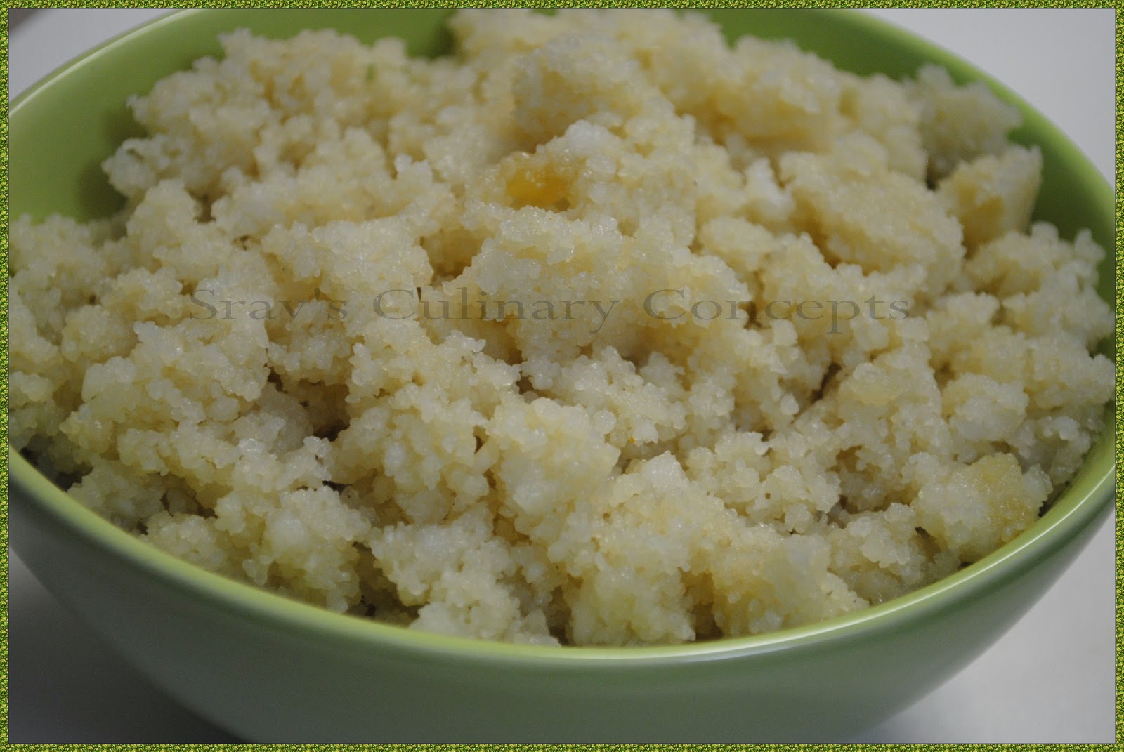 Srav's Culinary Concepts: Pittu - Steamed Mixture of Rice Rava & Jaggery