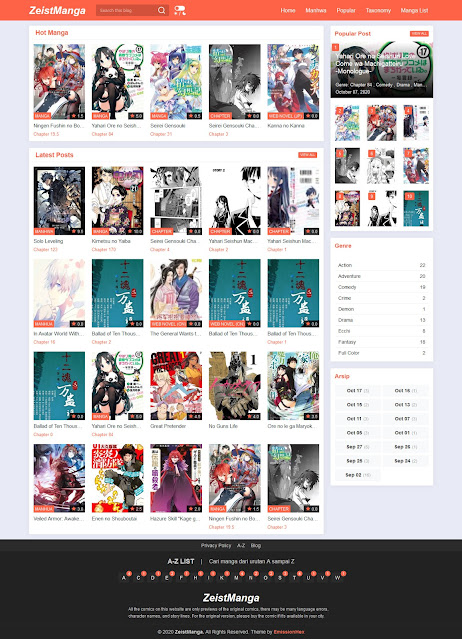 ZeistManga v2.0 Template Blogspot untuk Komik