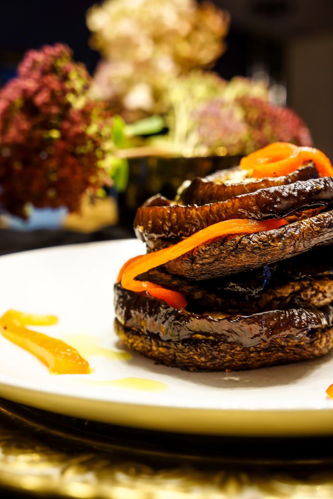 Easy roasted eggplant and portobello Napoleon