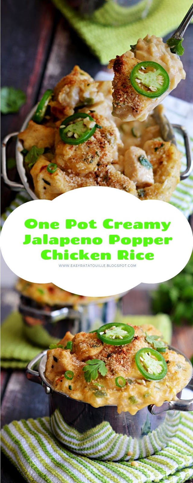 One Pot Creamy Jalapeno Popper Chicken Rice