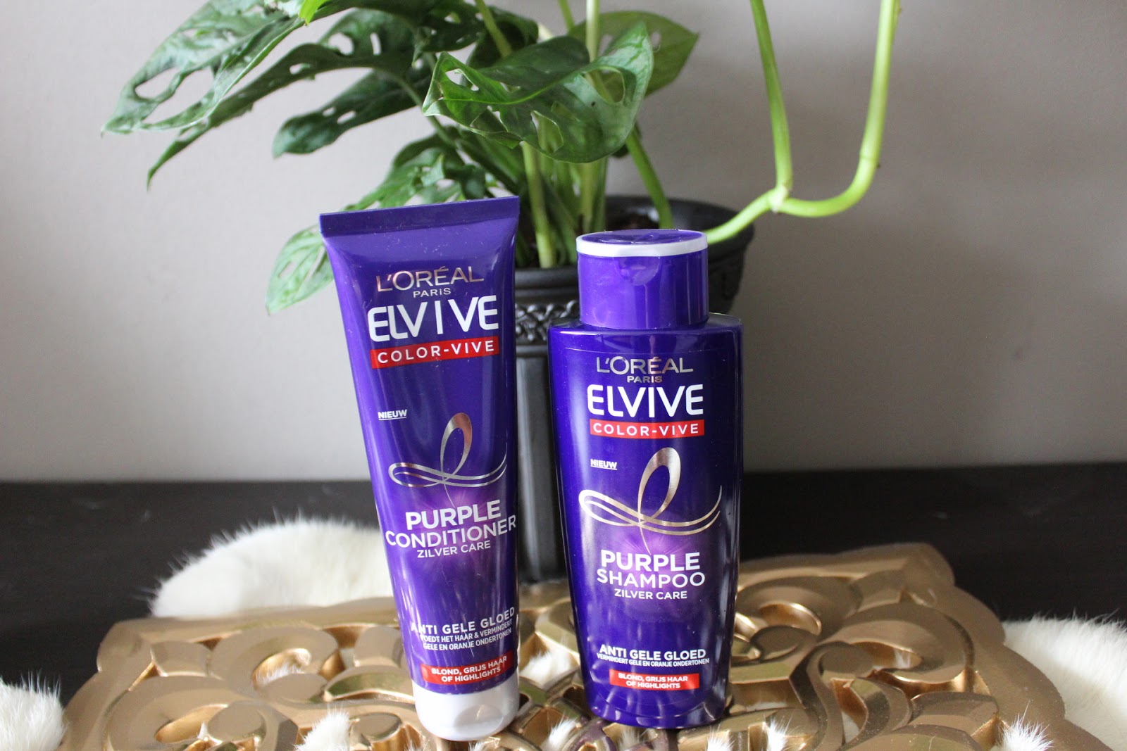 Mandy's BeauFood L'Oréal elvive purple zilver carre