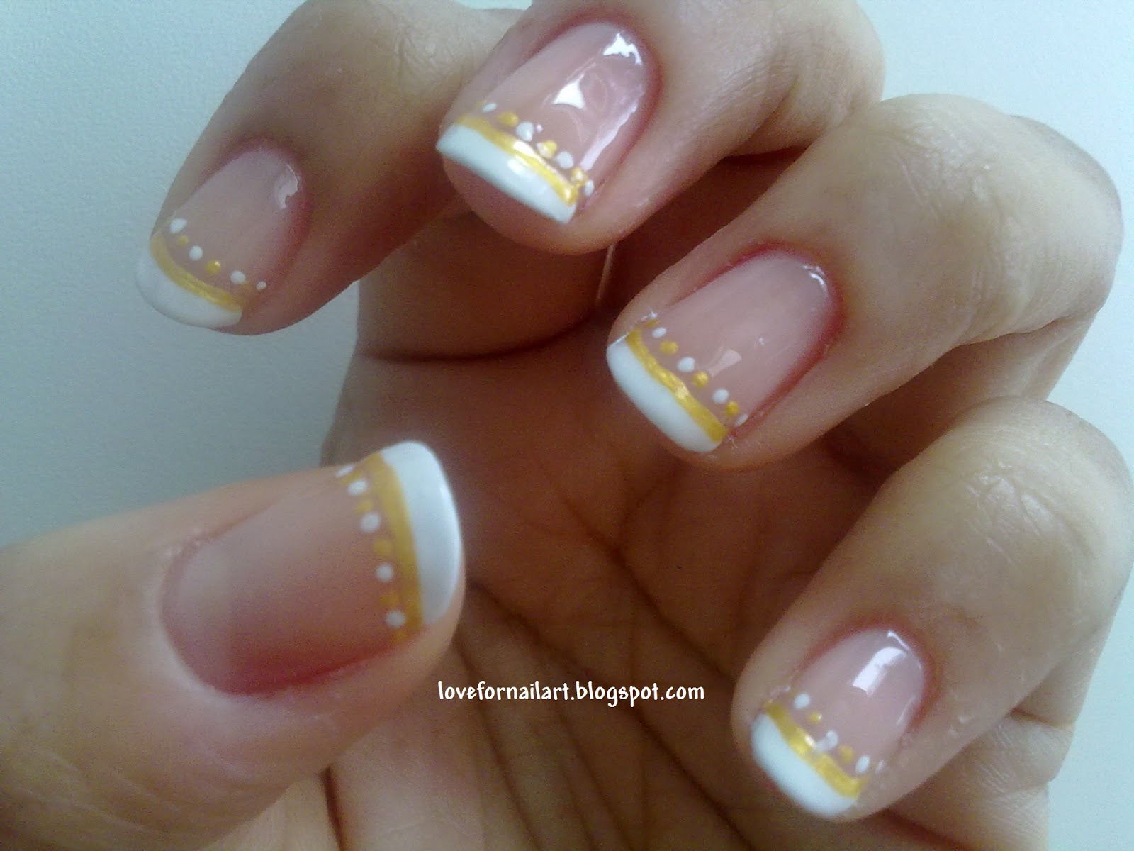 Love For Nail Art Basic white and gold french tips