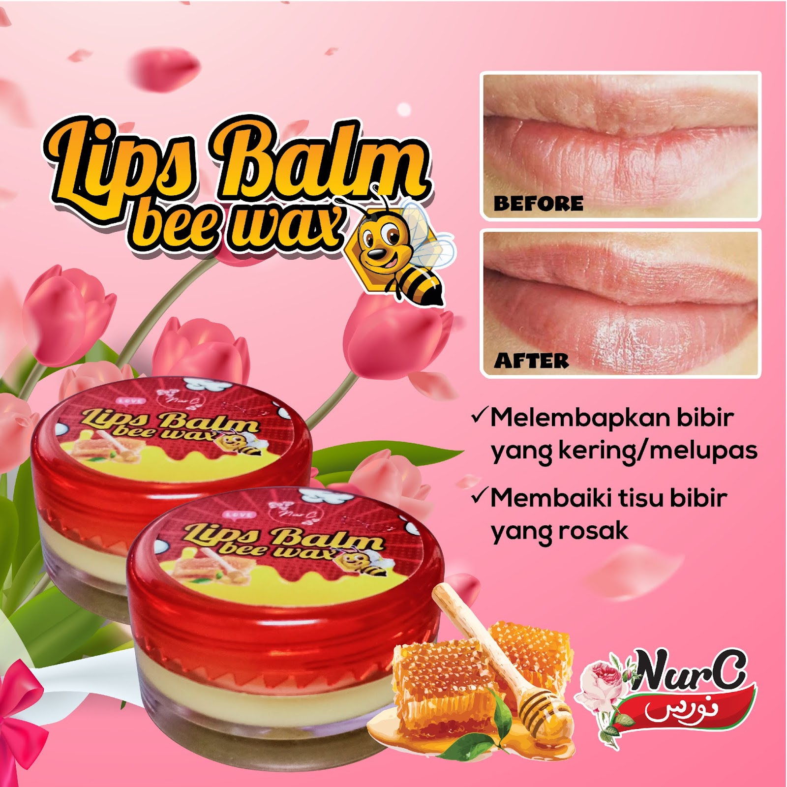 SuGaR and SaLt Lips Balm Madu Lebah NurC Product [Ekstrak Sarang Madu