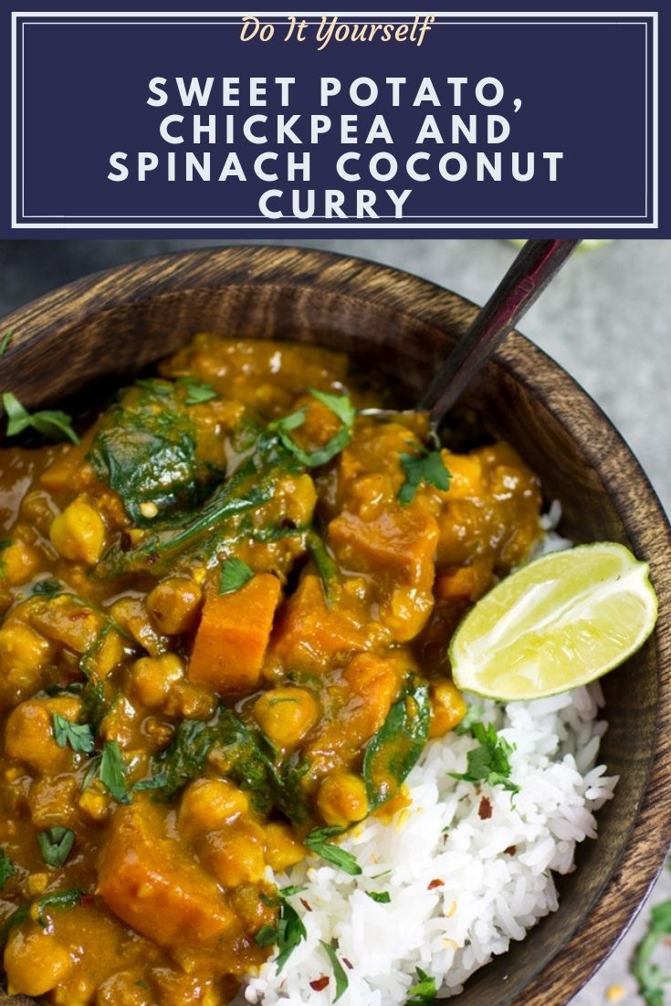 Sweet Potato, Chickpea and Spinach Coconut Curry Recipes Mom