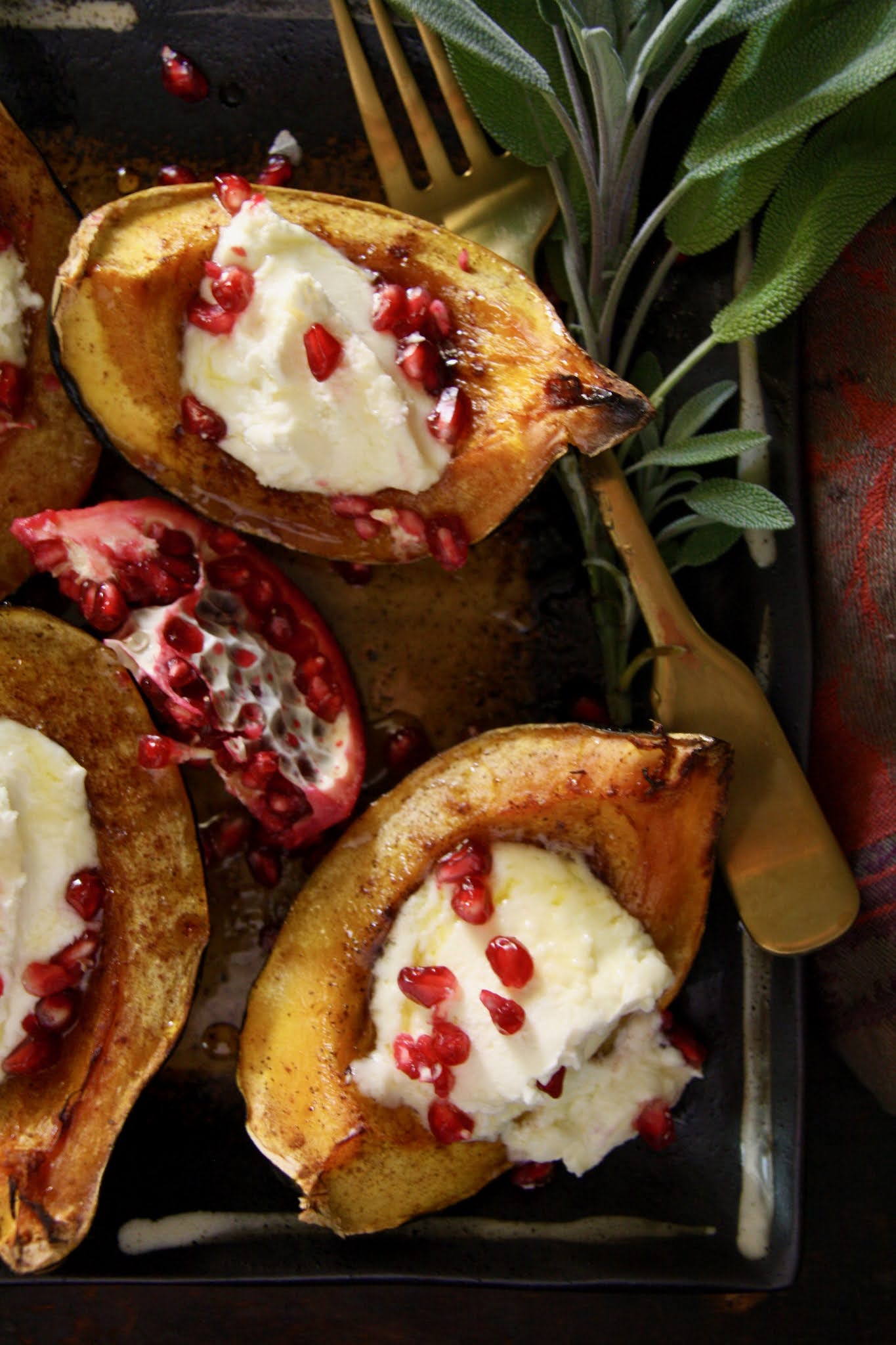 salted sugared spiced™ Maple Roasted Acorn Squash w/ Honey Whipped Ricotta