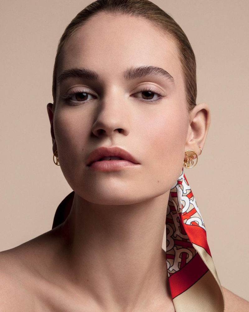 Burberry Matte Glow Foundation Campaign featuring Lily James