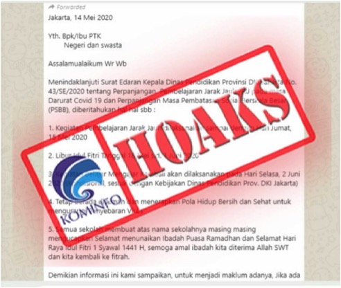 Informasi Tentang Libur Idul Fitri Sampai 1 Juni bagi Sekolah di Jakarta, Hoax Informasi Tentang Libur Idul Fitri Sampai 1 Juni bagi Sekolah di Jakarta, Hoax