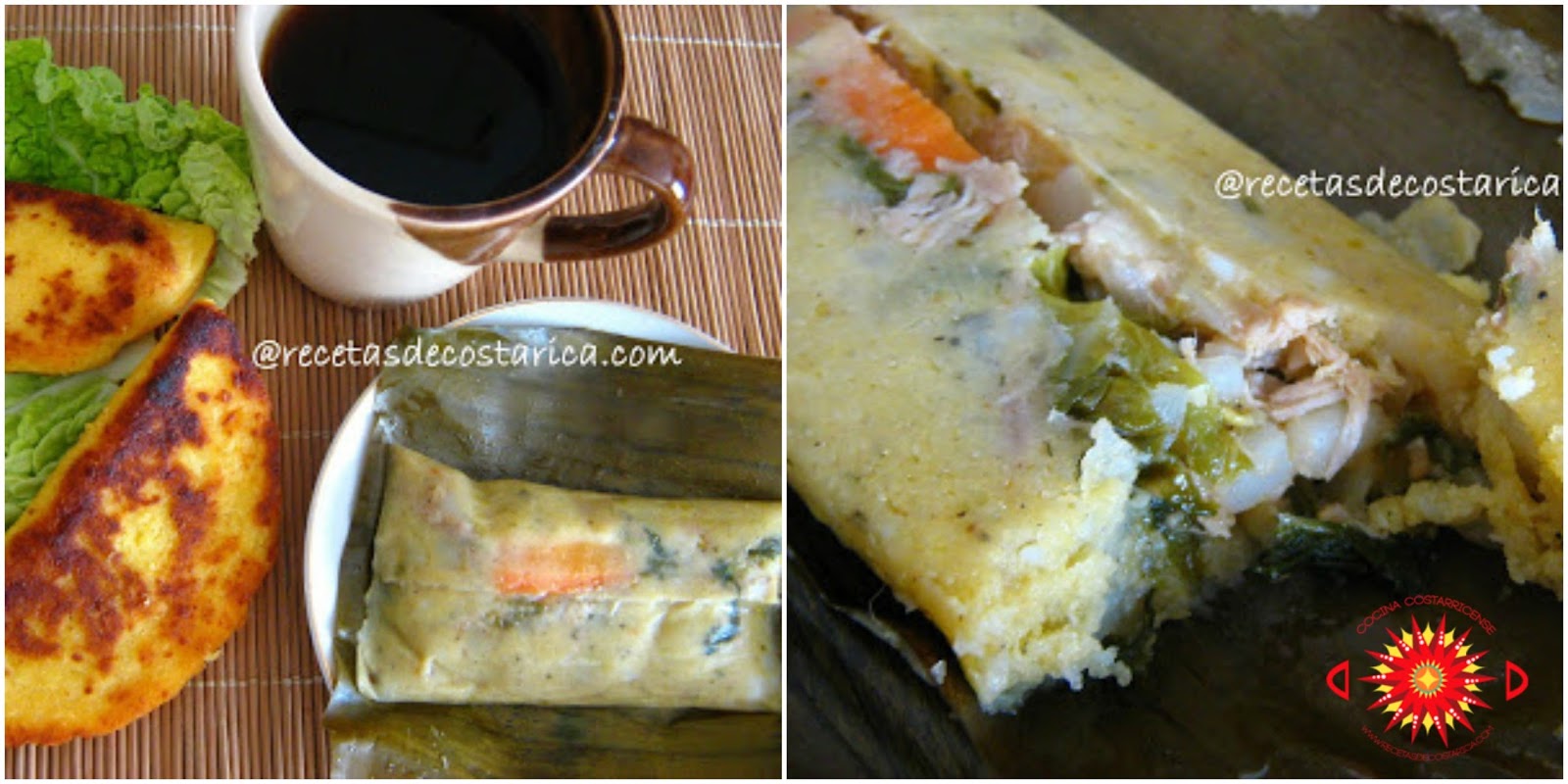 Cocina Costarricense tamales de maíz amarillo