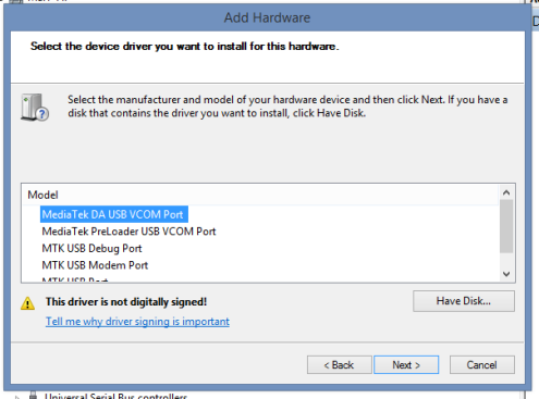 Driver USB VCOM MT65XX Preloader