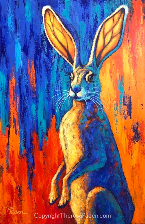 Colorful Animal Art by Theresa Paden Bold Southwestern Jack Rabbit Art
