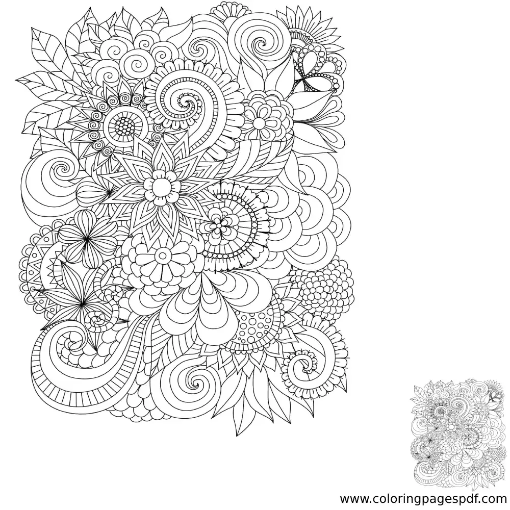 Coloring page of a beautiful flowers mandala