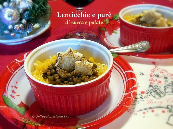 lenticchie con purè di zucca e patate (ricetta light) 