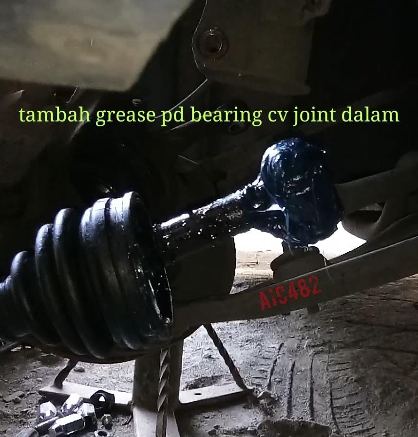 Ganti karet boot cv joint dan grease ulang cv joint Aerio matic {Kun
