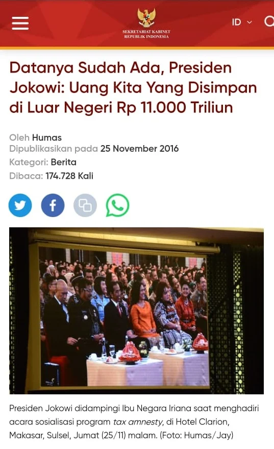 Usai Ramai Diungkit Kembali, Berita Terkait Pernyataan Jokowi Miliki Rp11.000 Triliun di Situs Setkab Mendadak Hilang