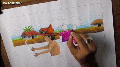Menggambar pemandangan desa Cara menggambar pemandangan desa