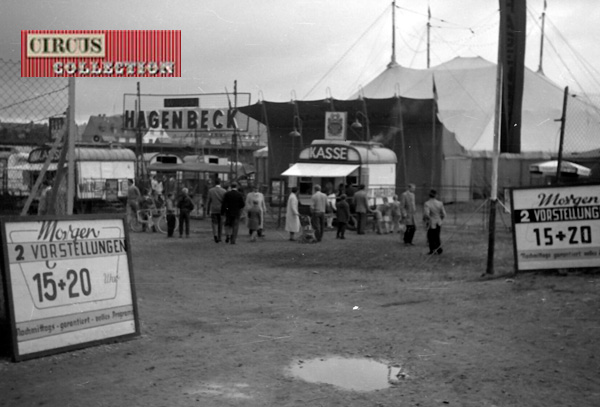 la devanture et les caisses du  Cirque Willy Hagenbeck  1959