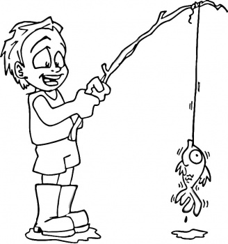 dibujo de niño pescando