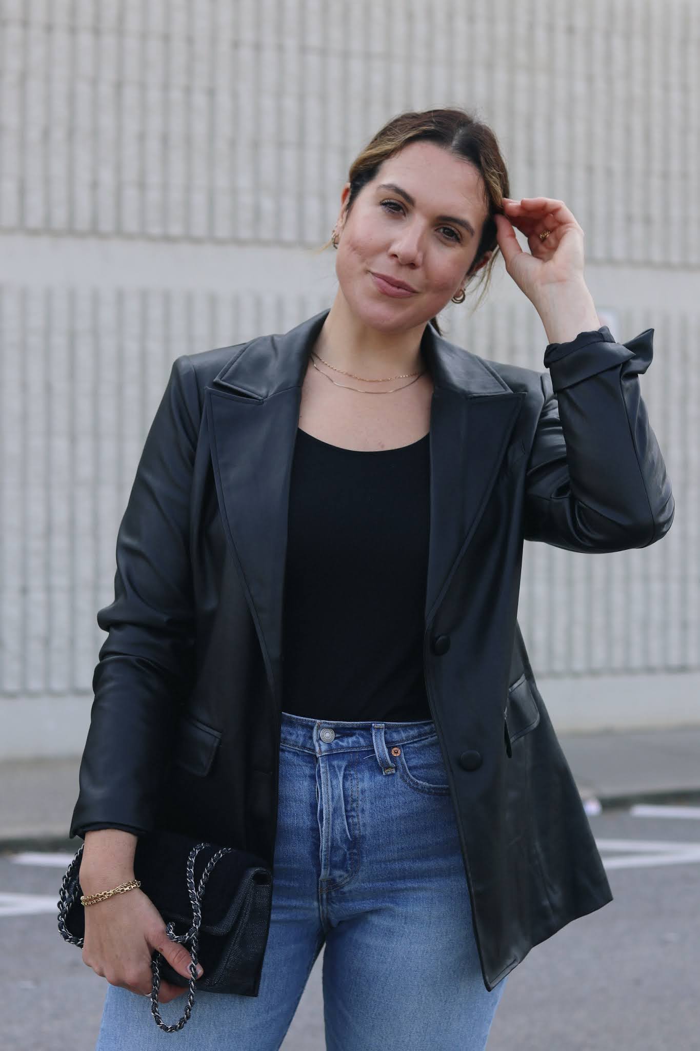 Faux leather blazer outfit — Covet & Acquire