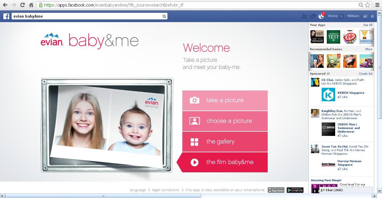 Evian's "Baby & Me" App Create a baby version of your face