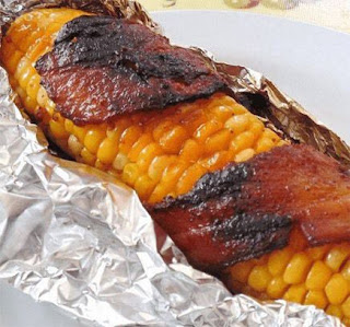 GRILLED BACON-WRAPPED CORN ON THE COB