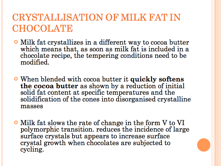CACAO AND CHOCOLATE COCOA BUTTER CRYSTALLIZATION DURING THE CHOCOLATE TEMPERING PROCESS