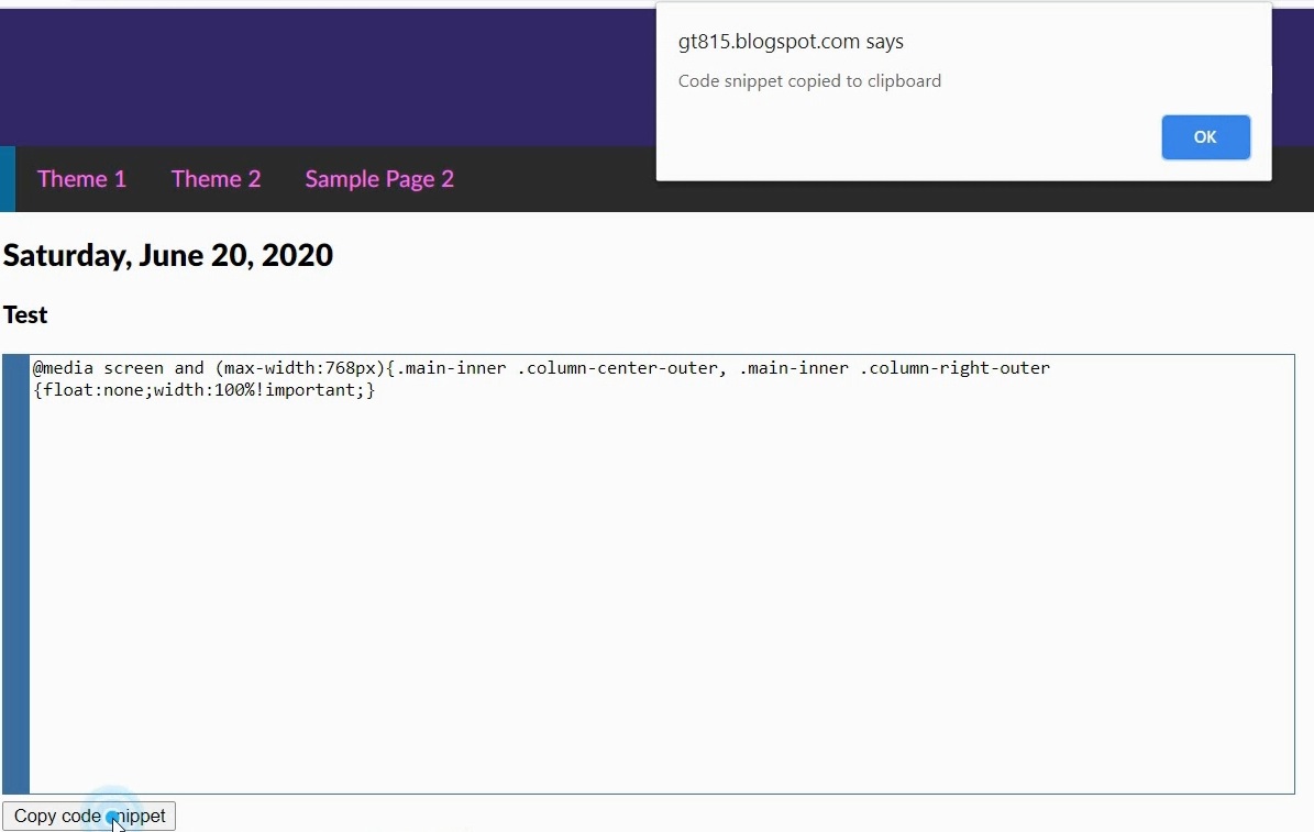 How to show code on blogger with a copy snippet button - Vast Site