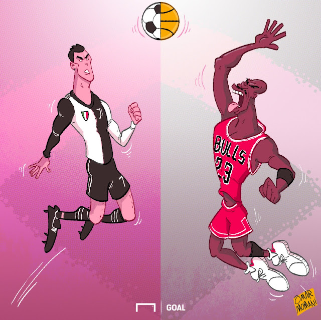 Cristiano Ronaldo and Michael Jordan cartoon