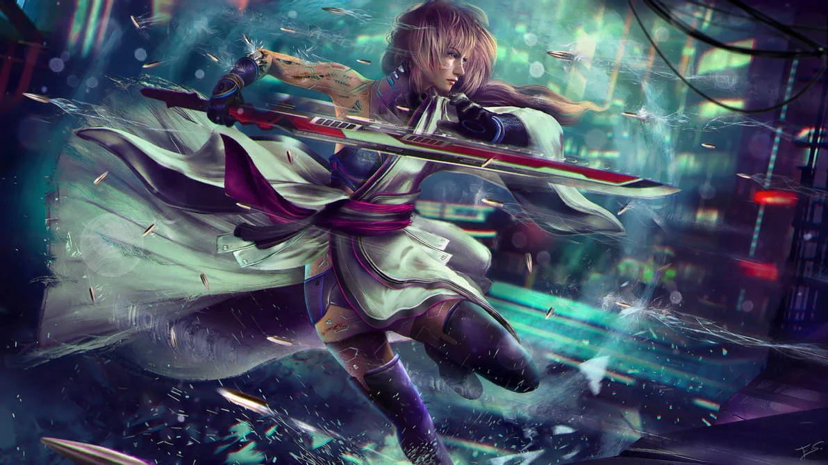 PC WALLPAPER 4K CYBERPUNK FANTASY Lightning from Final Fantasy XIII