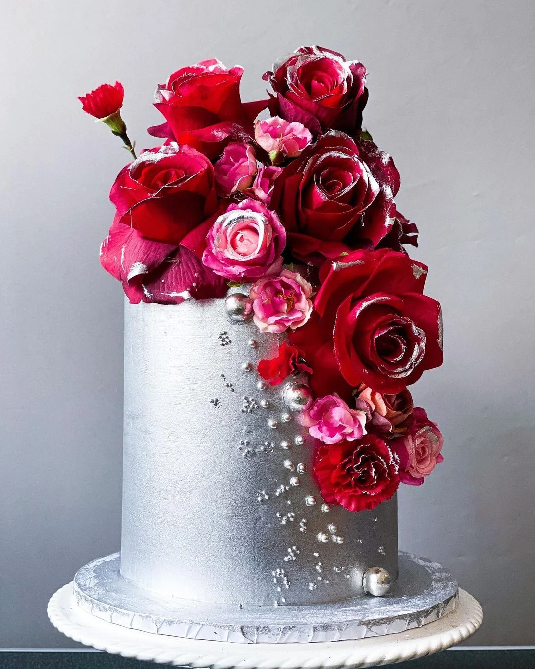 Silver floral cake
