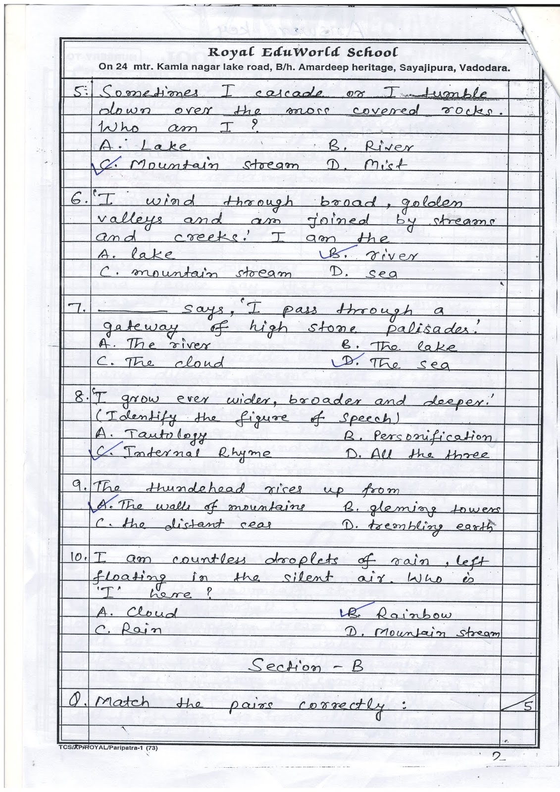 8th class exam paper essay 2 2019 image