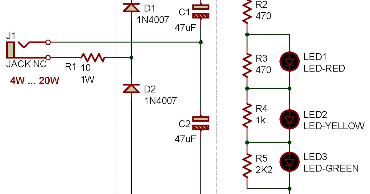 * Eletrônica Campo Elétrico Circuito esquema VU leds simples.(4 leds).
