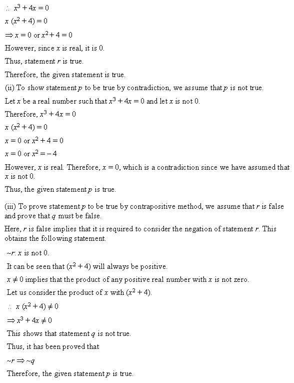 NCERT Solutions for Class 11 Maths Chapter 14 Mathematical Reasoning