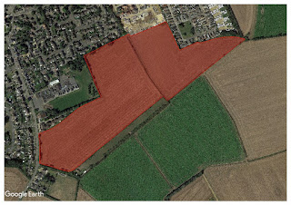 The location of the proposed new Larkfleet Homes site on land east of Eyebury Road, Eye