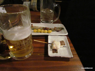 beer and yakitori