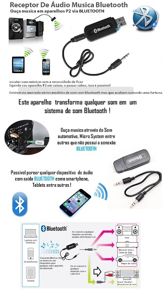 Transmissor Receptor Bluetooth Usb Sem Fio Carro Musica