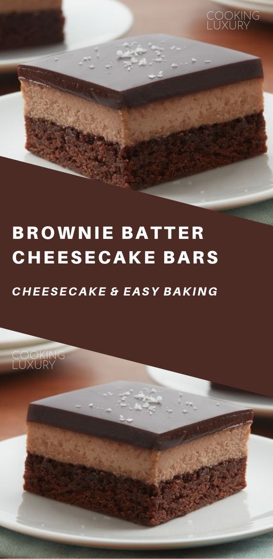 Brownie Batter Cheesecake Bars - Delicious Dessert Mom