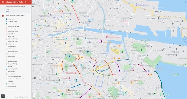Map of where to find the best Dublin doors