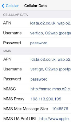 O2 UK APN Settings for iPhone 5 6 4S Pay Monthly