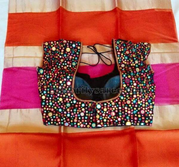 Stripes Saree Mirror Blouse - Saree Blouse Patterns