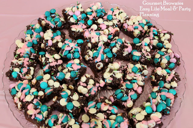 Gourmet Chocolate Brownies covered in M&M's, White Chocolate Chips & Sprinkles - Easy Life Meal & Party Planning