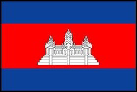 red, white and blue current Khmer flag