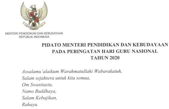 Download Naskah Pidato Sambutan Mendikbud Pada Peringatan Hari Guru Nasional Hgn 2020 Website Pendidikan