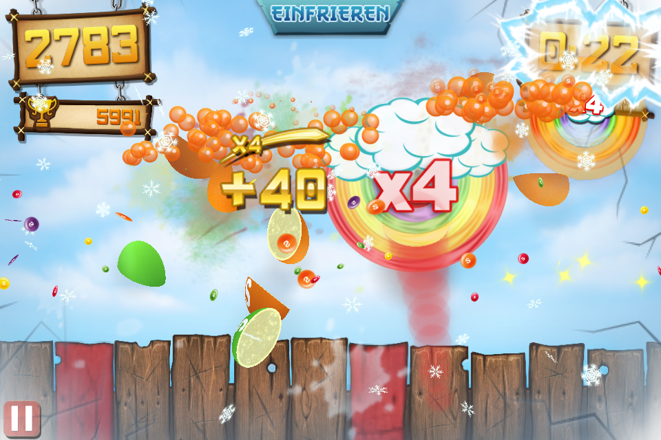 Top Gratis Games fürs iPhone Testbericht Fruit Ninja vs. Skittles