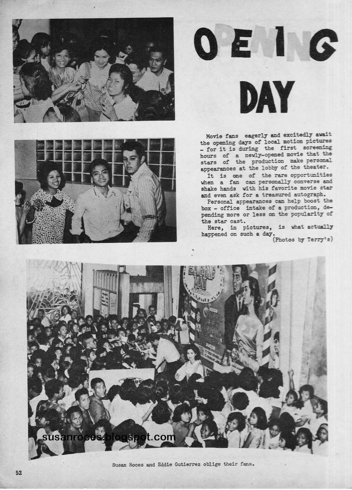 SUSAN ROCES OPENING DAY (Spotlight on Show Business Magazine, May 1965)